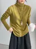 Estoque Versátil Multicor~ Suéter de Tricô Gola Alta Macio e Aconchegante Estilo Coreano Amigo da Pele para Mulheres, Camiseta Básica Quente de Gola Alta N8005