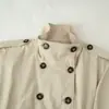 Comércio exterior feminino outono novo moda estilo europeu e americano versátil plissado gola alta manga longa curto trench coat jaqueta