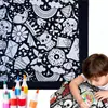 Manta Criativa para Colorir DIY Grafite Desenho em Linha Preto e Branco Manta Pintada à Mão para Lazer em Casa Manta Multifuncional para Soneca Venda por Atacado