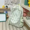 Mochila Listrada com Laço Delicado para Estudantes, Bolsa Escolar para o Dia a Dia, Grande Capacidade, Mochila Fresca e Fofa