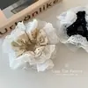 Estilo Japonês e Coreano Ins Preto e Branco Cetim Bolinhas Renda de Fada Renda Anel de Cabelo Intestino Grosso Moda Elegante Gentil Acessórios de Cabelo para o Dia a Dia