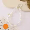 Cadena para teléfono de pastel transparente estilo Ins con cuentas pintadas a mano, mismo estilo que se ve en las transmisiones en vivo, colgante de llavero con cuentas, accesorio para bolso