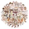 50 moños Coquette transfronterizos calcomanías de grafiti de moño marrón carcasa decorativa para teléfono móvil cuenta manual calcomanías de ins