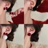 Pendientes de Aguja de Plata Lazo de Terciopelo Rojo Áncora Perla Pendientes Nicho Pendientes Vintage Otoño e Invierno Pendientes de Alta Gama