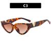 2023 Nuevo desfile de moda europeo y americano Gafas de sol de ojo de gato con montura pequeña en V Gafas de sol de moda para mujer Gafas de sol transfronterizas