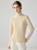Suéter de cachemira de una pieza sin costuras de cuello alto para mujer, suave y acogedor, jersey de punto holgado de cuello alto, suéter base