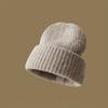 Gorro de Tricô com Punho de Lã Atacado Chapéu de Cor Sólida para Mulheres Outono e Inverno Estudante Quente Proteção para as Orelhas Gorro de Tricô Versátil Topo Arredondado