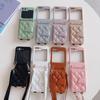 Adecuado para Samsung Flip5, funda de teléfono Flip 4, funda de cuero de moda, bandolera a cuadros, FLIP3, plegable, protección para máquina, nuevo