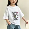 Ropa Nueva de Verano para Niños Estilo Coreano Camiseta de Manga Corta con Estampado de Letras para Niñas Linda y Versátil Holgada Casual Tops