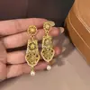 Pendientes de Plata de Ley 925 Estilo Chino Nuevo Geométricos Huecos Redondos Colgantes de Perla Estilo Nuevo Personalidad Estilo Metálico Sentido del Diseño Pendientes de Botón de Lujo Ligero