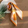 Bufanda Versátil Floral Naranja de Gama Alta para Mujer Bufanda Cuadrada Pequeña de Seda de Morera Bufanda Decorativa para Camisa de Primavera y Otoño