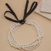 Colar de contas de corte de joias elegante imitação de pérolas faça você mesmo colar de borla de flanela feminino
