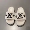 Chinelos Maomao Celebridade da Internet Femininos 2023 Novo Outono e Inverno Bordado em Toalha Letra Quente Baixos Sapatos Maomao para Usar na Rua