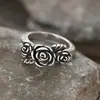 Anel vintage Cao Shi com flor de rosa desgastada para mulheres, acessório de nicho estilo meados do século, Anel único estilo Rococó Shein