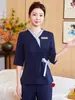 Centro de Maternidad Ropa de Trabajo para Niñera Club SPA Centro de Salud de Medicina Tradicional China Conjunto de Manga Media Ropa de Trabajo Uniforme de Técnica de Belleza Mujeres
