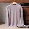 Nuevo suéter de cachemira 100% pura para otoño e invierno para hombre, cuello semi-alto, tejido de punto de cachemira con mangas raglán engrosadas de 7 puntos
