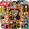Compra Direta Transfronteiriça de 50 Adesivos de Gato para Porta-Retratos Vintage para Decoração Criativa de Diários, Cadernos e Capas de Celular, Adesivos à Prova d'Água