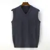 Nuevo suéter de hombre para otoño e invierno, cuello en V, 100% lana pura, cálido, de alta gama, suave, holgado, tejido de punto para negocios