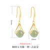 Pendientes de jade para mujer, pendientes de jade hetiano de plata de ley s925, de moda de celebridades de Internet, estilo Hong Kong, pendientes largos con gancho para la oreja de moda para otoño e invierno.