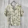 Estampado Animal 2024 Transfronterizo Verano Más Vendido Estampado Digital Cuello en V de 3 Botones Camisa Casual de Manga Corta para Hombre Estampado de Moda