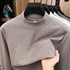 Sudadera de cuello alto medio para hombre con lana y seda, nueva colección otoño/invierno 2026, color liso, casual, cálida, manga larga, capa base
