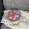 Bolsa de Felpa con Forma de Pata de Gato Linda de Dibujos Animados Estilo Coreano Suave y a la Moda Bolso Cruzado con Cadena Bolso de Hombro con Mini Muñeca para Niñas