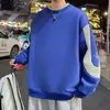 Sudadera de cuello redondo para primavera y otoño, manga caída, prenda única, juvenil, talla grande, para hombre, moderna, camiseta de manga larga, versátil, negra