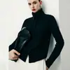 Marca D alta inteligência pinho 'chi outono e inverno novo estilo coreano retrô gola alta lapela de lã abotoado suéter cardigã top feminino