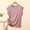 Nova camiseta modal de manga curta de verão para mulheres, top fino soltinho sem mangas, plus size, pode ser usada como camada base ou camisa externa