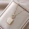 Collar de Acero de Titanio para Mujer Estilo Japonés-Coreano Cuadrado Marca Elegante Simple Estilo Coreano Nuevo Estilo Sin-buena Marca Colgante Cadena para Clavícula Joyería para Mujer