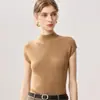 Nueva colección de otoño e invierno: Chaleco de punto 100% lana para mujer, con cuello semi-alto, hombros caídos, corte ajustado y diseño fino y ligero, perfecto como capa base.