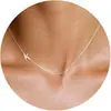Colar Inicial 26 para Mulheres, Corrente de Clavícula Lateral Casual, Letra Fofa, Corrente de Clavícula em Formato O de Aço Inoxidável
