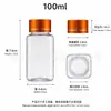 Em estoque tampa dourada UV garrafa quadrada PET transparente 100ml garrafa dispensadora de cápsulas multi-capacidade garrafa de armazenamento de contas de boca larga