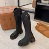 Botas largas para mujer 2026 otoño e invierno estilo nuevo botas de jinete que aumentan la altura con tacones gruesos, botas largas vintage, zapatos versátiles para mujer