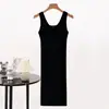 Vestido-regata sem costura de seda gelada para meninas plus size gordinhas, vestido longo justo abaixo do joelho, saia-calça fina para usar por baixo, sem mangas, com alças, para todas as ocasiões, vestido de dormir