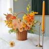 Mimbre mimbre artificial cesta de flores de mimbre arreglo floral portátil flor ramo azul cesta tejida de plástico bolso de paja cesta de picnic