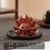 Mascota de Té de Arcilla Púrpura Zorro de Nueve Colas Adorno Creativo, Se Puede Usar para Juego de Té, Decoración de Mesa de Té Inspirada en Zen, Adorno Pequeño