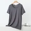 Nueva camiseta de verano para mujer, modelo modal, cuello redondo, talla grande, manga corta, camisa base casual holgada