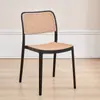Silla de comedor de mimbre de plástico del fabricante, silla de ocio moderna y simple, silla para uso doméstico con respaldo, impermeable y a prueba de sol para balcón y patio
