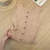 Lindo Cardigan Colete Tricotado Rosa Coral Estilo Coreano para Mulheres, Peça de Roupa de Verão com Design Estiloso e Elegância Deslumbrante, Top sem Mangas para Camadas