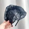 Nuevo Sombrero de Primavera y Otoño de Moda Transpirable de Hilo de Doble Capa para Cubrir el Cabello Blanco, Media Boina de Estilo Occidental con Banda Ancha para la Cabeza, Banda para la Cabeza Versátil, Tocado para Mujer