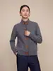 Shenzhen Nanyou colección nueva de alta gama 2026, patchwork de cuero resistente, 100% lana, cárdigan suéter de punto grueso, ropa para mujer