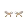 Pendientes de Flor de Zirconia y Perla con Aguja de Plata Electrochapada en Oro Real Pendientes de Nicho de Alta Gama Temperamento Elegante Pendientes Versátiles para Mujeres