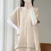 Nuevo Chal de Punto de Lana Pura con Cuello Redondo Medio Alto para Mujer Otoño/Invierno 2026, Patrón Retorcido Color Sólido Cálido Top tipo Capa