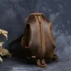 Bolsa transversal masculina em couro Crazy Horse bolsa de ombro peito couro genuíno primeira camada couro bovino esportiva personalidade moda casual besouro
