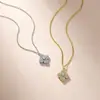 Collar de trébol de cuatro hojas de plata de ley S925 totalmente engastado con diamantes de moissanita, colgante de trébol de la suerte de lujo ligero, cadena para clavícula de mujer, venta al por mayor de fábrica