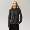 Nueva colección de otoño e invierno: Suéter de punto para mujer, cuello redondo, estampado floral, corte holgado, hecho de seda de morera y cachemira, una capa base versátil