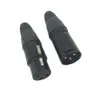 Conector XLR Fêmea de 3 Pinos Suíço com Carcaça Banhada a Níquel Preto Adequado para Microfone, Mixer e Plug XLR de Áudio