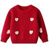Suéteres de Coração Europeus e Americanos Feitos à Mão para Outono e Inverno para Meninos e Meninas, Natal Aniversário Bebê Roupas de Baixo Tricô Venda por Atacado