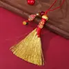 Nuevo Estilo Chino Nuevo Producto Colgante Escoba Dorada Pluma Dorada Colgante para Mochila DIY Colgante para Coche Colgante para Bolso Lista Dorada Colgante Inspirador de Éxito